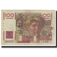 France, 100 Francs, Jeune Paysan, 1952, 1952-04-03, TB+, Fayette:28.32, KM:128d - 100 F 1945-1954 ''Jeune Paysan''