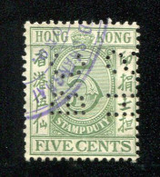 HONG-KONG - FISCAUX-POSTAUX - Y/T # 15 Oblitéré, Perforation :  H. S. / B. C. (jolie Pièce) - Francobollo Fiscali Postali