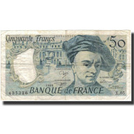 France, 50 Francs, Quentin De La Tour, 1991, TB+, Fayette:67.17, KM:152e - 50 F 1976-1992 ''Quentin De La Tour''