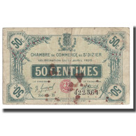 France, Saint-Dizier, 50 Centimes, 1920, B+, Pirot:113-17 - Cámara De Comercio