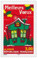 France 1998 N°YT 3203 MNH ** Meilleurs Voeux (Maison Verte - Fond Rouge) - Ungebraucht