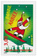 France 1998 N°YT 3204 MNH ** Bonne Année (Père Noël Sur Surf - Fond Vert) - Ungebraucht