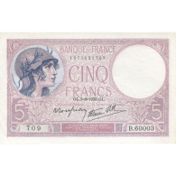 France, 5 Francs, Violet, 1939, 1939-08-03, NEUF, Fayette:04.4, KM:83 - 5 F 1917-1940 ''Violet''