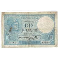 France, 10 Francs, Minerve, 1940, 1940-10-24, TB, Fayette:07.18, KM:84 - 10 F 1916-1942 ''Minerve''