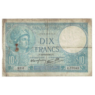 France, 10 Francs, Minerve, 1940, 1940-10-10, TB, Fayette:07.16, KM:84 - 10 F 1916-1942 ''Minerve''