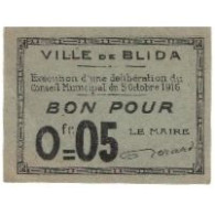 Billet, Algeria, 5 Centimes, Blason, 1916, 1916-10-05, TTB+ - Algerije