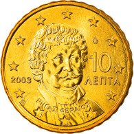 Grèce, 10 Euro Cent, 2003, Athènes, FDC, Laiton, KM:184 - Griechenland