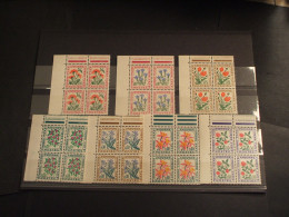 ANDORRA FRANCESE - TASSE 1964/71 FIORI 7 VALORI, In Quartina - NUOVI(++) - Unused Stamps
