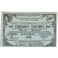 France, 50 Centimes, 1916, 35597, Vosges, SUP - Notgeld