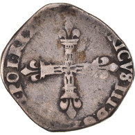 Monnaie, France, Henri III, 1/4 Ecu, Unknown, Angers, TB, Argent, Sombart:4662 - 1574-1589 Henry III