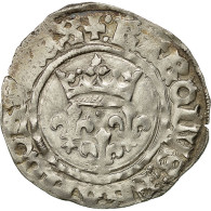 France, Charles VI, Florette, 1417, Tours, Billon, TTB, Duplessy:387A - 1380-1422 Karel VI De Waanzinnige