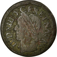 Monnaie, France, Louis XIII, Double Tournois, 1643, La Rochelle, TB, Cuivre - 1610-1643 Louis XIII The Just