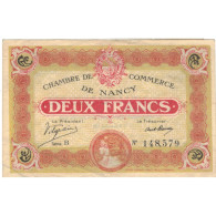 France, Nancy, 2 Francs, 1918, Chambre De Commerce, TTB, Pirot:87-25 - Chambre De Commerce