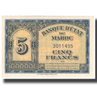 Billet, Maroc, 5 Francs, 1943, 1943-08-01, KM:24, SPL+ - Marruecos