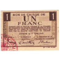 France, Colmar, 1 Franc, 1940, SPL - Bons & Nécessité
