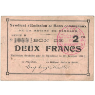 France, Rimogne, 2 Francs, 1916, TTB+, Pirot:08-284 - Notgeld