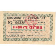 France, Cornimont, 50 Centimes, 1915, Emission Municipale, SPL, Pirot:88-11 - Bonos