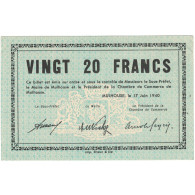 France, Mulhouse, 20 Francs, 1940, SPL - Bonos