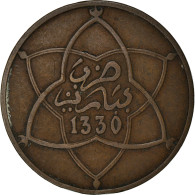 Monnaie, Maroc, Yusuf, 10 Mazunas, 1912, Bi-Bariz, Paris, TTB, Bronze, KM:29.1 - Marocco