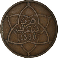 Monnaie, Maroc, Yusuf, 10 Mazunas, 1912, Bi-Bariz, Paris, TTB, Bronze, KM:29.1 - Maroc