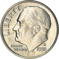 Monnaie, États-Unis, Roosevelt Dime, Dime, 1986, U.S. Mint, Denver, TTB+ - 1946-...: Roosevelt