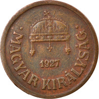 Monnaie, Hongrie, 2 Filler, 1927, Budapest, TTB, Bronze, KM:506 - Hongrie