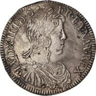 France, Louis XIV, 1/2 Écu à La Mèche Longue, 1653, Nantes, Argent, TTB - 1643-1715 Ludwig XIV.