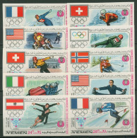 Jemen (Königreich) 1968 Nationalflaggen, Olymp. Winterspiele 529/38 B Postfrisch - Jemen