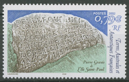Franz. Antarktis 2002 Gravierter Stein Auf Der Insel Saint-Paul 485 Postfrisch - Neufs