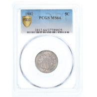 Monnaie, États-Unis, Shield Nickel, 5 Cents, 1882, U.S. Mint, Philadelphie - 1866-83: Shield (Stemma)