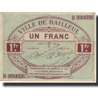 France, Bailleul, 1 Franc, 1914, TTB, Pirot:59-243 - Bonds & Basic Needs