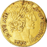 France, Louis XIII, 1/2 Louis D'or à La Grosse Tête, 1640, Paris, Or, TTB - 1610-1643 Luigi XIII Il Giusto