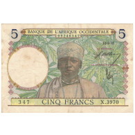 Billet, French West Africa, 5 Francs, KM:21, SUP - Estados De Africa Occidental