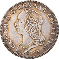 Monnaie, États Italiens, SARDINIA, Carlo Emanuele III, 1/4 Scudo, 1765, Torino - Piemonte-Sardegna, Savoia Italiana