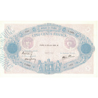 France, 500 Francs, Bleu Et Rose, 1939, X.3459702, SUP+, Fayette:31.35, KM:88c - 500 F 1888-1940 ''Bleu Et Rose''