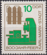 1965 DDR, ** Mi:DD 1117, Yt:DD 819, 800 Jahre Karl-Marx-Stadt, Chemnitz, Chemieanlage - Chimie