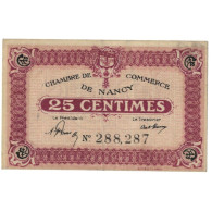 France, Nancy, 25 Centimes, TTB, Pirot:87-61 - Chamber Of Commerce