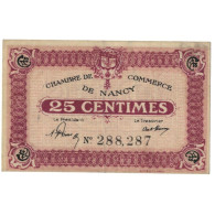 France, Nancy, 25 Centimes, TTB, Pirot:87-61 - Chambre De Commerce