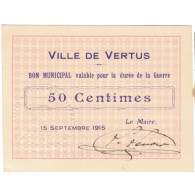 Billet, France, Vertus, 50 Centimes, 1915, SPL, Pirot:51-51 - Buoni & Necessità