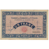 France, Saint-Dizier, 1 Franc, 1916, TTB, Pirot:113-12 - Chamber Of Commerce