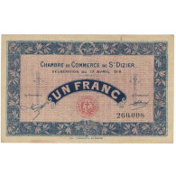 France, Saint-Dizier, 1 Franc, 1916, TTB, Pirot:113-12 - Chambre De Commerce