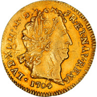 Monnaie, France, Louis XIV, Louis D'or Aux Insignes, Louis D'Or, 1704, Rouen - 1643-1715 Luis XIV El Rey Sol