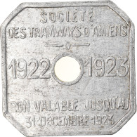 Monnaie, France, Société Des Tramways D'Amiens, Amiens, 30 Centimes, 1922 - Monétaires / De Nécessité