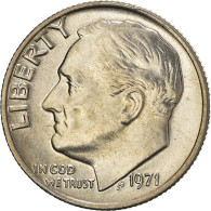 Monnaie, États-Unis, Roosevelt Dime, Dime, 1971, U.S. Mint, Philadelphie, TTB+ - 1946-...: Roosevelt