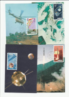 SPACE - CHINA  4 Diff Maximum Cards Fdc Stamps Cover Card Postcard Satellite Rocket Capsule Helicopter - Azië