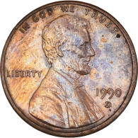 Monnaie, États-Unis, Lincoln Cent, Cent, 1990, U.S. Mint, Denver, TTB, Copper - 1909-1958: Lincoln, Wheat Ears Reverse