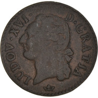 Monnaie, France, Louis XVI, 1/2 Sol à L'Ecu, 1790, Toulouse, TTB, Bronze - 1774-1791 Luigi XVI