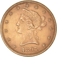 Monnaie, États-Unis, Coronet Head, 10 Dollars, 1897, Philadelphie, TTB+, Or - 10$ - Eagles - 1866-1907: Coronet Head