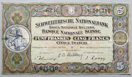 SUISSE - Billet De 5 Franken. 22-02-51. TTB+ - Svizzera