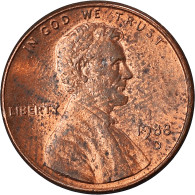 Monnaie, États-Unis, Lincoln Cent, Cent, 1988, U.S. Mint, Denver, TB, Copper - 1946-...: Roosevelt